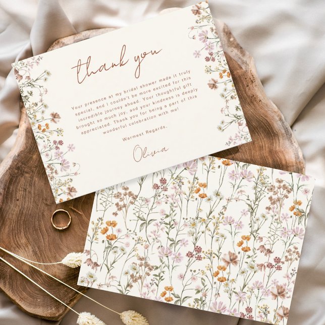  Terracotta Wildflower Bridal Shower Thank You Card (Creator Uploaded)