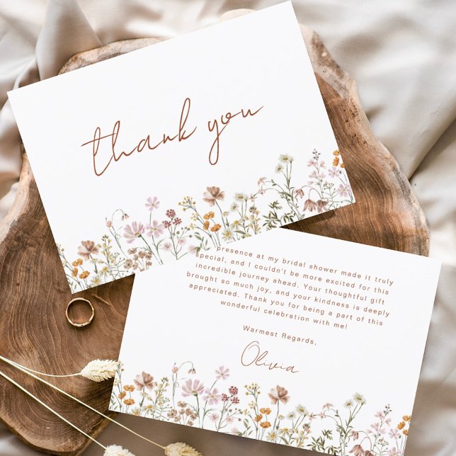  Terracotta Wildflower Bridal Shower Thank You Card (Creator Uploaded)