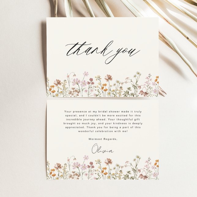  Terracotta Wildflower Bridal Shower Thank You Card (Creator Uploaded)
