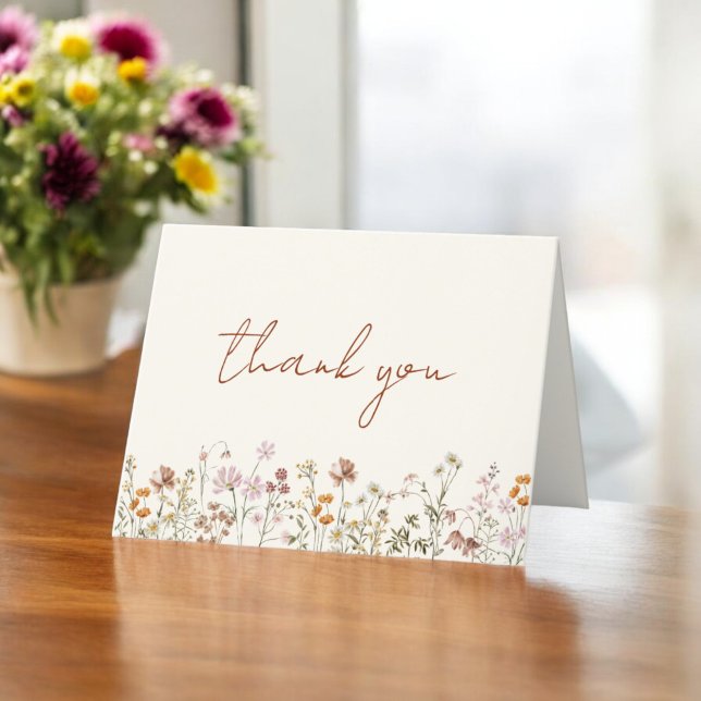  Terracotta Wildflower Bridal Shower Thank You Card (Creator Uploaded)