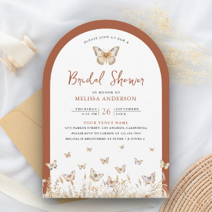 Terracotta Wildflower Butterfly Arch Bridal Shower Invitation