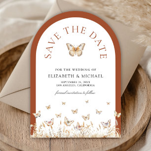 Terracotta Wildflower Butterfly Arch Photo Wedding Save The Date