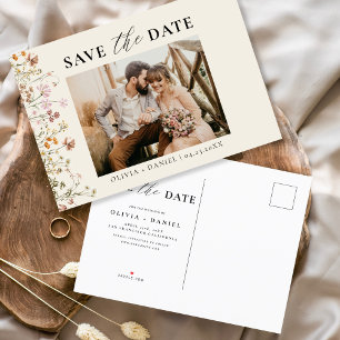 Terracotta Wildflower Floral Colourful Wedding Announcement Postcard