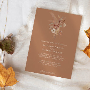 Terracotta Wildflower Floral Watercolor Wedding Invitation