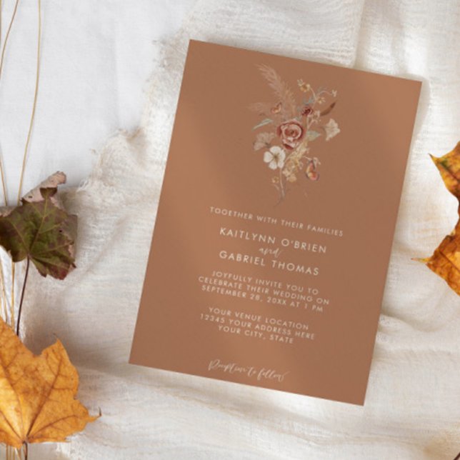 Terracotta Wildflower Floral Watercolor Wedding Invitation (Creator Uploaded)
