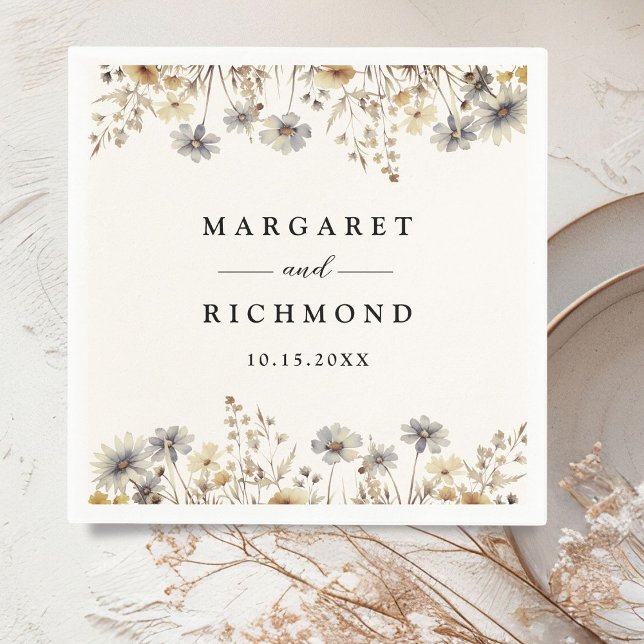 Terracotta Wildflower Floral Wedding Paper Napkin (Creator Uploaded)