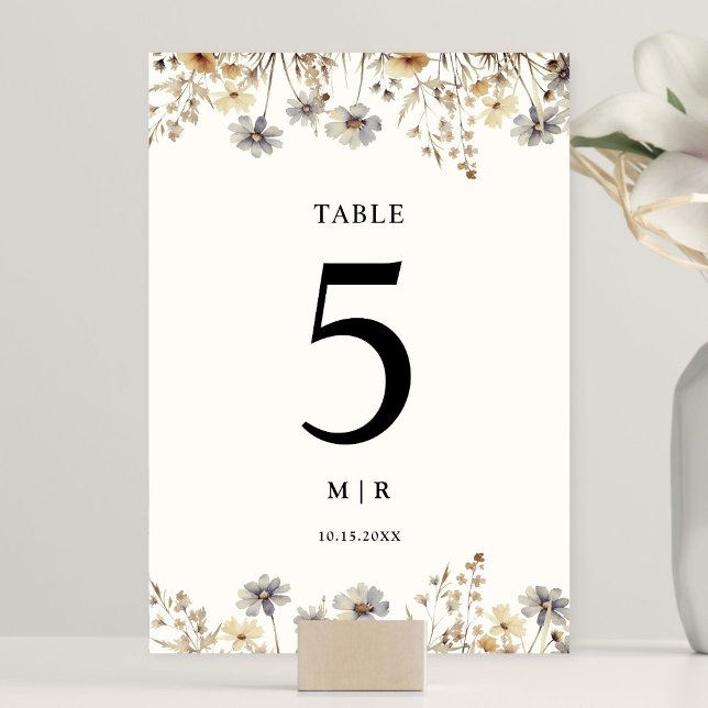Terracotta Wildflower Floral Wedding Table Number (Creator Uploaded)