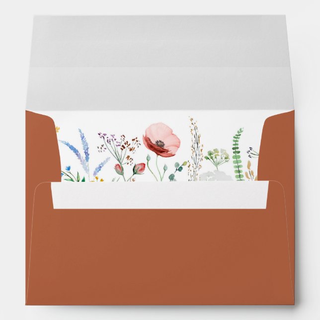 Terracotta Wildflower Meadow Wedding Envelope (Back (Bottom))