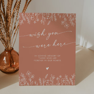 Terracotta wildflower Memorial Wish You Were Here Pedestal Sign