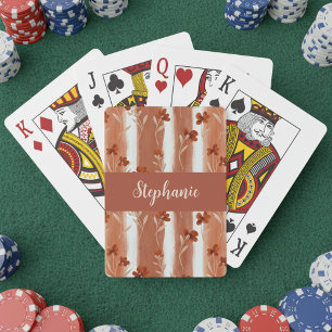 Terracotta Wildflower Monogram Name Boho  Playing Cards