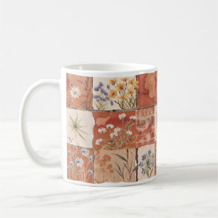 Terracotta Wildflower Patchwork Rustic Boho Spring Coffee Mug