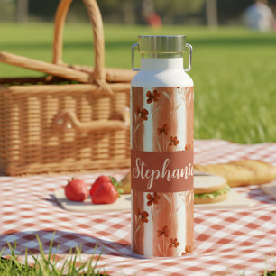 Terracotta Wildflower Personalized Name Boho Water Bottle
