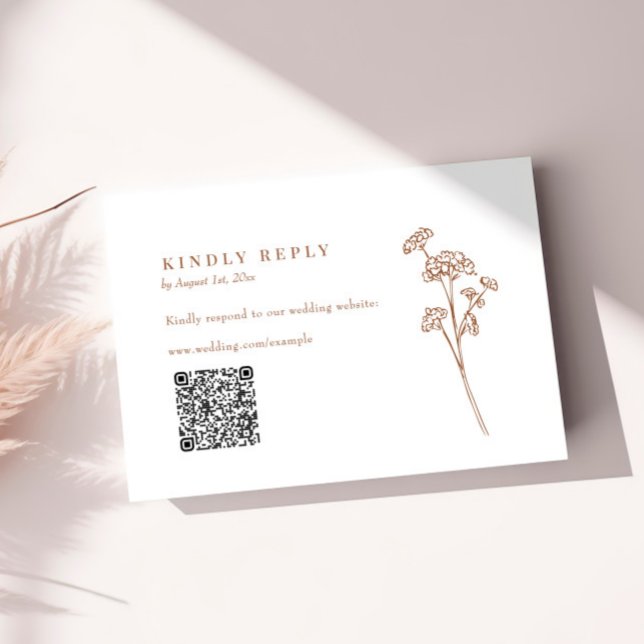 Terracotta Wildflower QR Code Wedding RSVP Card (Creator Uploaded)