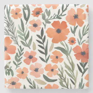 Terracotta Wildflower Rustic Boho Drink Accessory Stone Coaster
