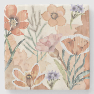 Terracotta Wildflower Rustic Boho Drink Accessory Stone Coaster