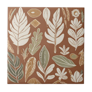 Terracotta Wildflower Rustic Boho Spring Decor Ceramic Tile