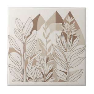 Terracotta Wildflower Rustic Boho Spring Decor Ceramic Tile