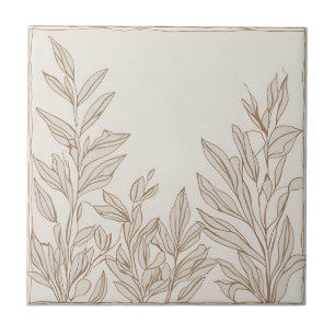 Terracotta Wildflower Rustic Boho Spring Decor Ceramic Tile