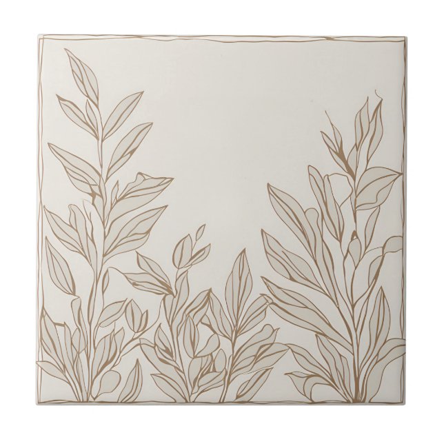 Terracotta Wildflower Rustic Boho Spring Decor Ceramic Tile (Front)