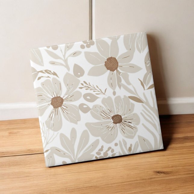 Terracotta Wildflower Rustic Boho Spring Decor Ceramic Tile (Creator Uploaded)