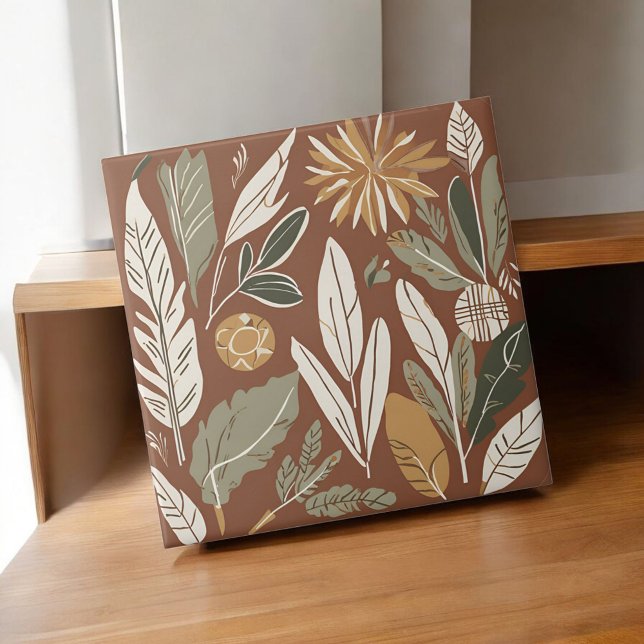 Terracotta Wildflower Rustic Boho Spring Decor Ceramic Tile (Creator Uploaded)