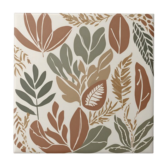 Terracotta Wildflower Rustic Boho Spring Decor Ceramic Tile (Front)