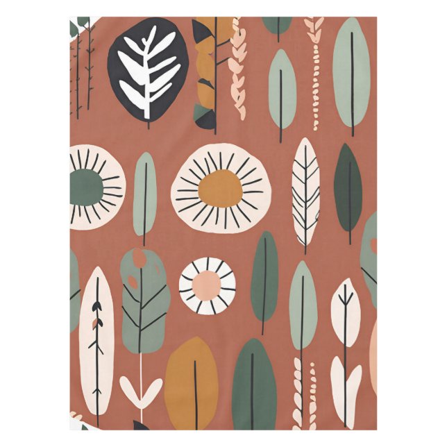 Terracotta Wildflower Rustic Boho Spring Decor Tablecloth (Front)