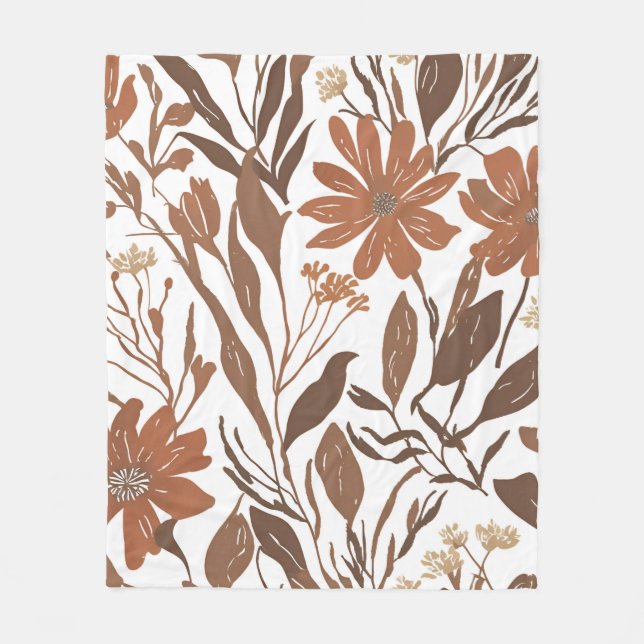 Terracotta Wildflower Rustic Boho Throw for Spring Fleece Blanket (Front)