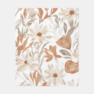 Terracotta Wildflower Rustic Boho Throw for Spring Fleece Blanket
