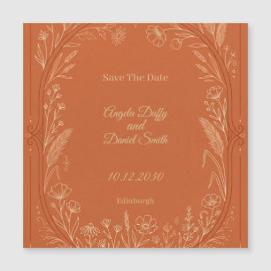Terracotta Wildflower Save The Date Magnetic Card