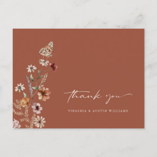 Terracotta Wildflower Thank You Postcard
