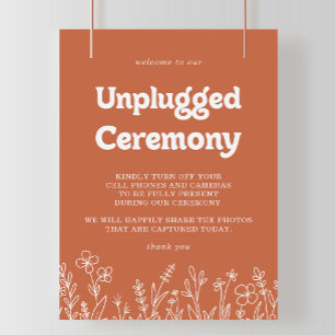 Terracotta Wildflower Unplugged Ceremony Sign