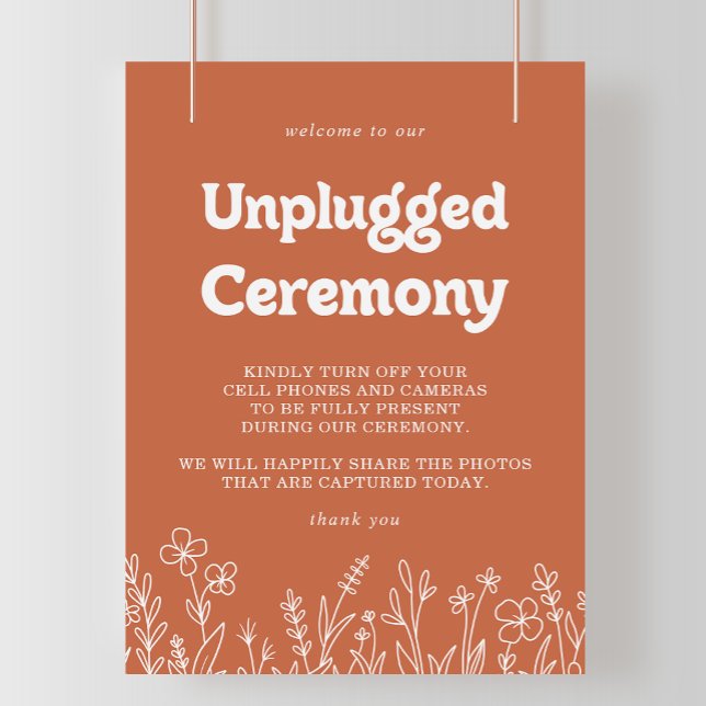 Terracotta Wildflower Unplugged Ceremony Sign (Creator Uploaded)