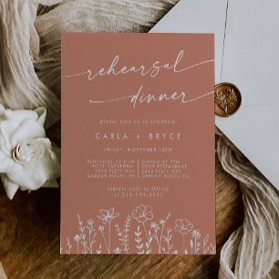 Terracotta Wildflower Wedding Rehearsal Dinner Invitation