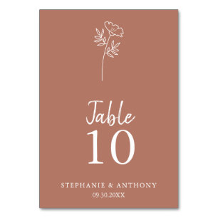 Terracotta Wildflower Wedding   Table Number