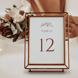 Terracotta Wildflower Wedding Table Number