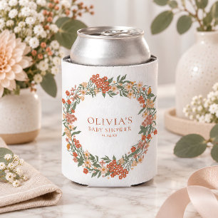 Terracotta Wildflower Wreath Sage Baby Shower Can Cooler