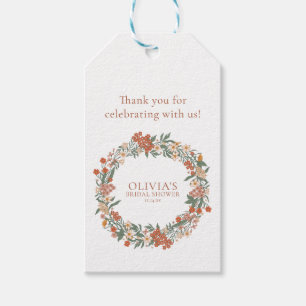Terracotta Wildflower Wreath Sage Bridal Shower Gift Tags