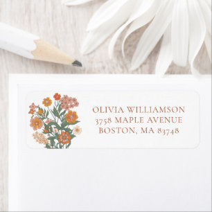 Terracotta Wildflower Wreath Sage Return Address Label