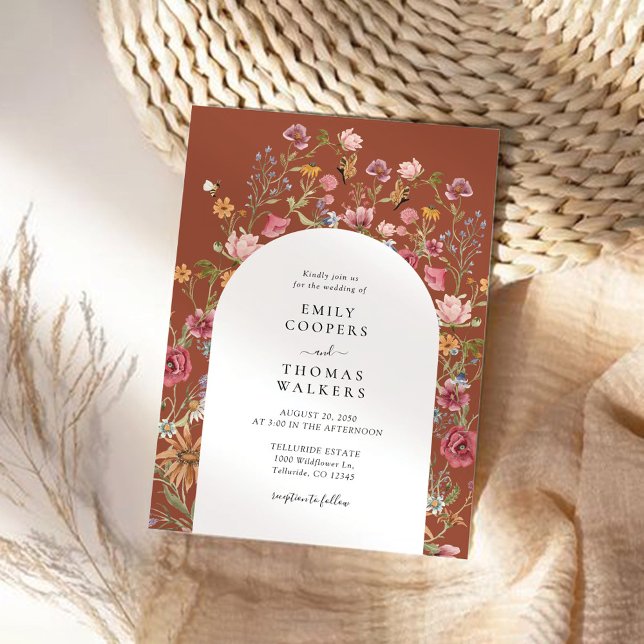 Terracotta Wildflowers Arch Wedding Invitation (Creator Uploaded)