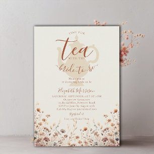 Terracotta Wildflowers Elegant Bridal Tea Shower Invitation