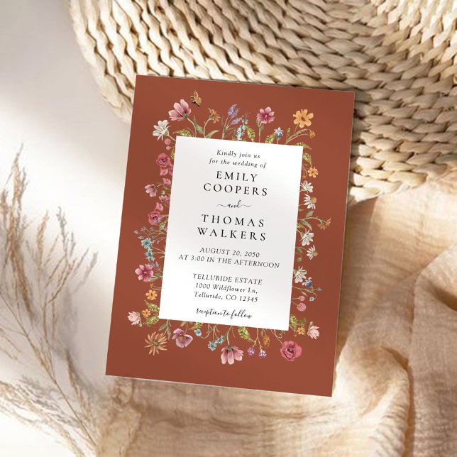 Terracotta Wildflowers Wedding Invitation (Creator Uploaded)