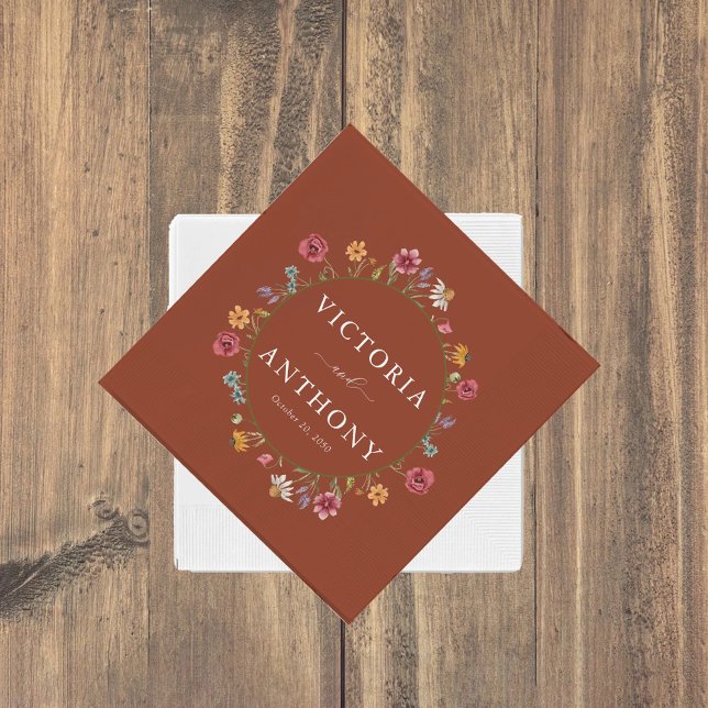 Terracotta Wildflowers Wedding Napkins (Creator Uploaded)