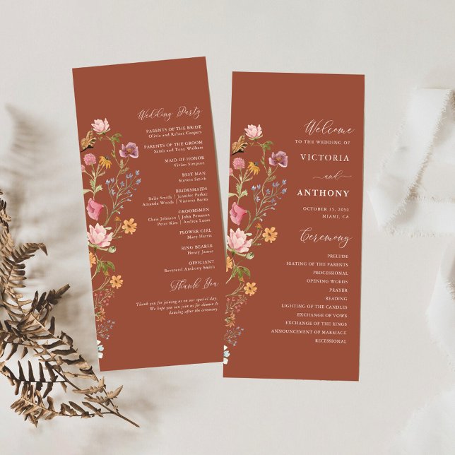 Terracotta Wildflowers Wedding Program (Creator Uploaded)