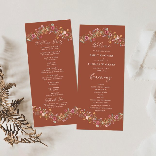 Terracotta Wildflowers Wedding Program (Creator Uploaded)
