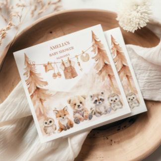 Terracotta Woodland Adventure Awaits Baby Shower Napkin