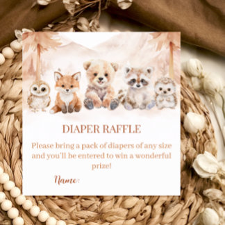 Terracotta Woodland Diaper Raffle Baby Shower Enclosure Card