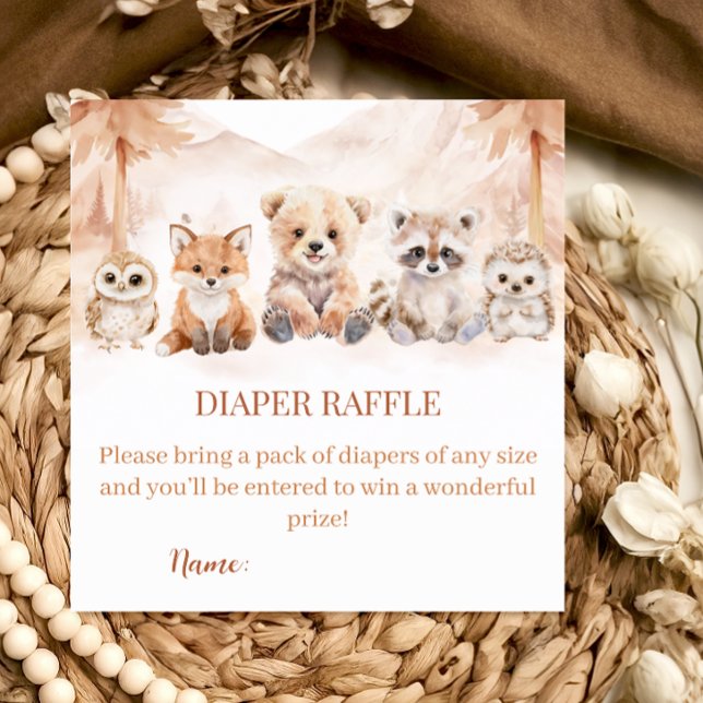 Terracotta Woodland Diaper Raffle Baby Shower Enclosure Card (Creator Uploaded)