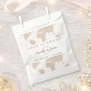 Terracotta World Map Destination Wedding Custom Favour Bag