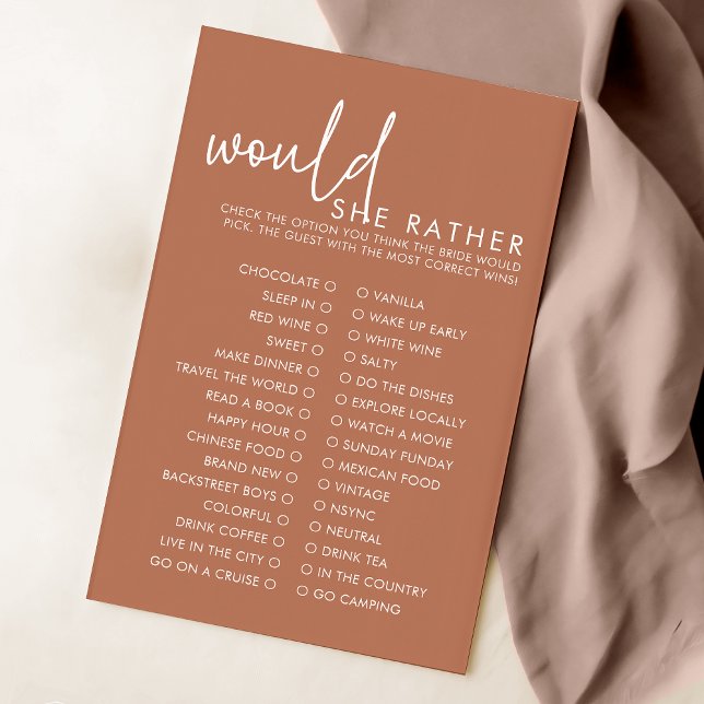 Terracotta Would She Rather Bridal Shower Game (Creator Uploaded)